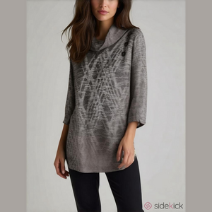BYdesign Gray White Small 3/4 Sleeve Top NWT